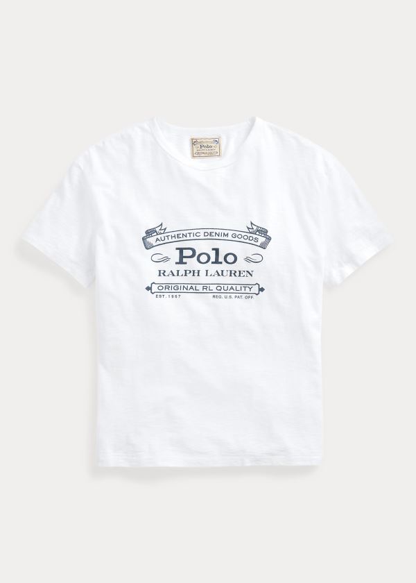 Ralph Lauren Classic Fit Graphic T-Shirt Bílé | z7fzbLv8