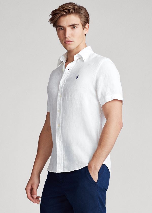 Ralph Lauren Classic Fit Linen Shirt Bílé | QPgqgyGp