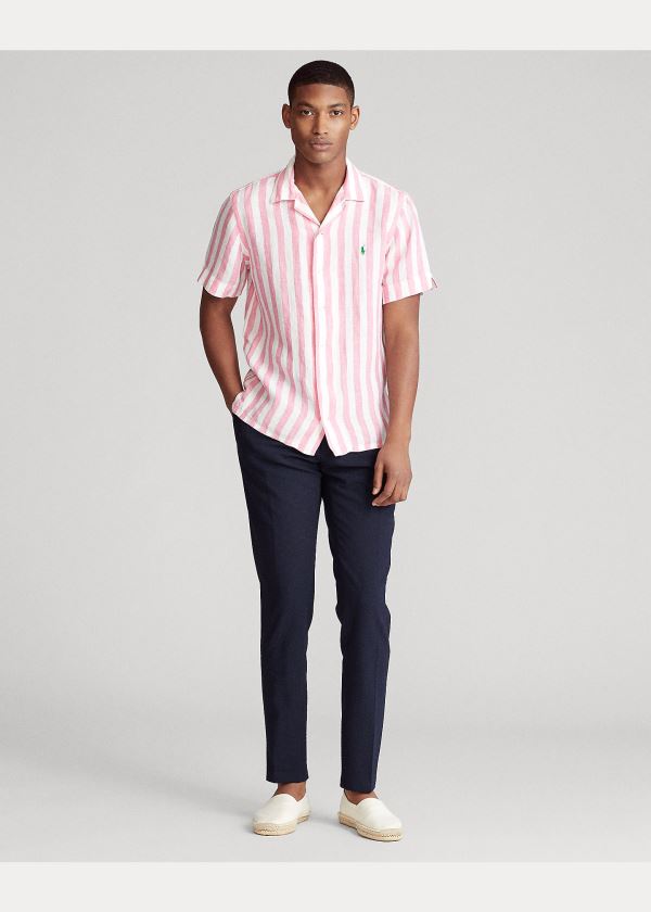 Ralph Lauren Classic Fit Linen Shirt Růžové Bílé | Akp2A9VB