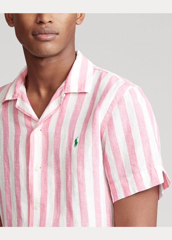 Ralph Lauren Classic Fit Linen Shirt Růžové Bílé | Akp2A9VB