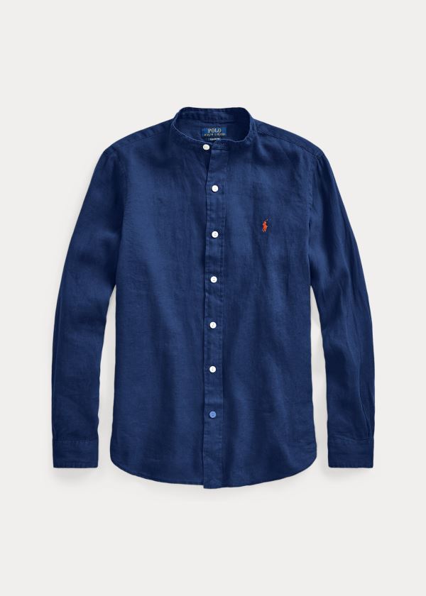 Ralph Lauren Classic Fit Linen Shirt Tmavě Blankyt | DyFLumFG