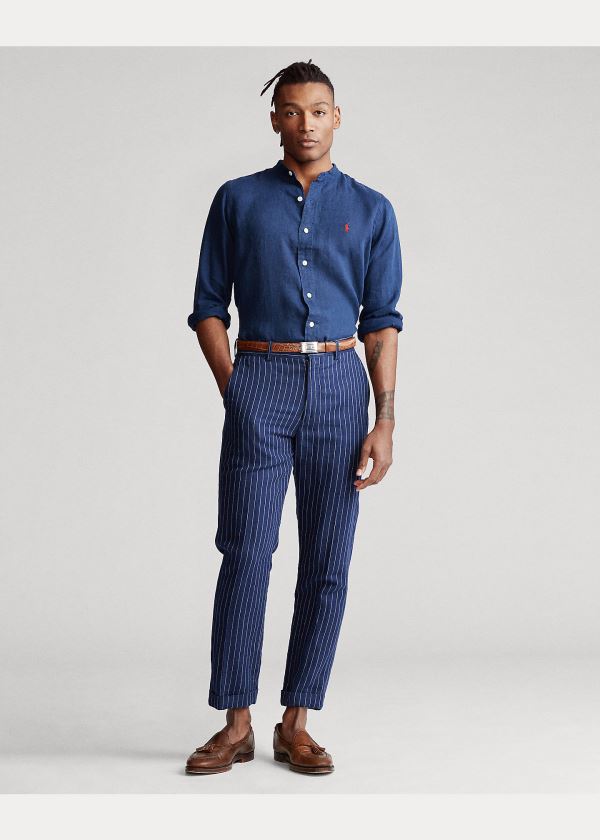 Ralph Lauren Classic Fit Linen Shirt Tmavě Blankyt | DyFLumFG