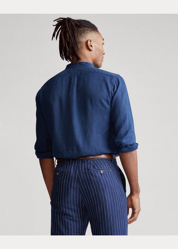 Ralph Lauren Classic Fit Linen Shirt Tmavě Blankyt | DyFLumFG