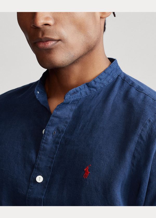 Ralph Lauren Classic Fit Linen Shirt Tmavě Blankyt | DyFLumFG