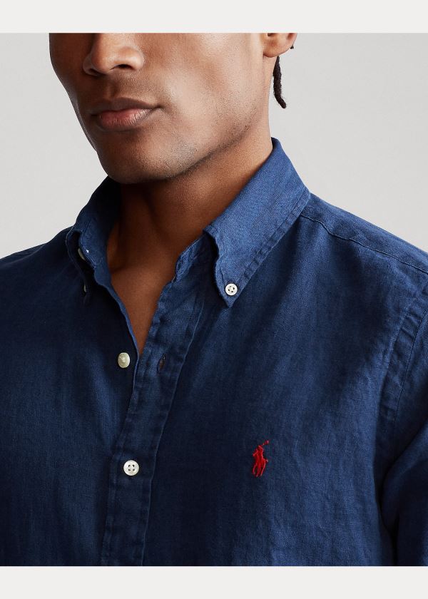 Ralph Lauren Classic Fit Linen Shirt Tmavě Blankyt | XMtUwpLp