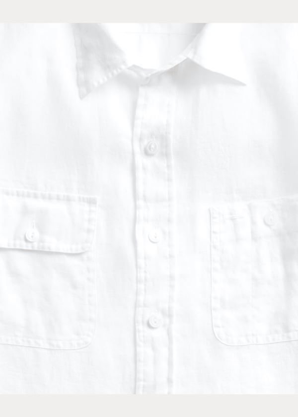 Ralph Lauren Classic Fit Linen Workshirt Bílé | OMuFiXW1