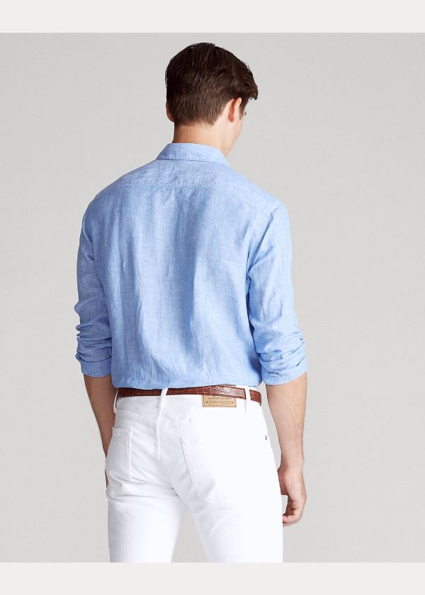 Ralph Lauren Classic Fit Linen Workshirt Blankyt Bílé | nhTSbjx2
