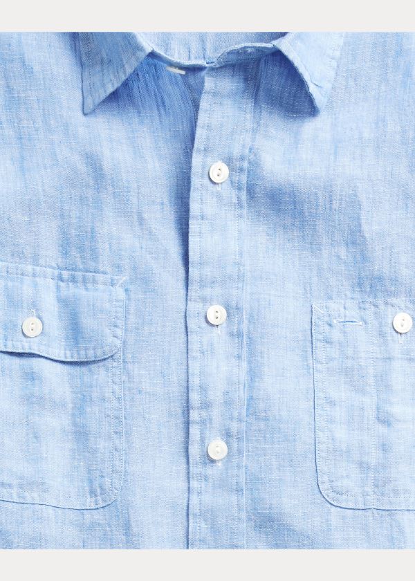 Ralph Lauren Classic Fit Linen Workshirt Blankyt Bílé | nhTSbjx2