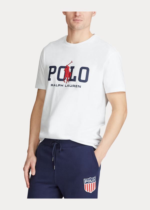 Ralph Lauren Classic Fit Logo T-Shirt Bílé | VnJ0aHVE