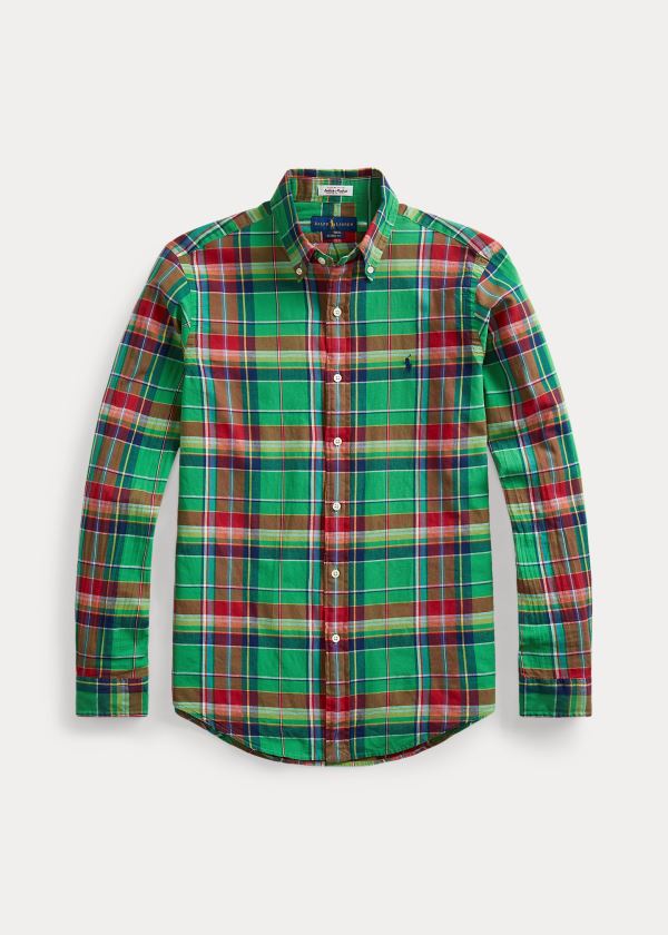 Ralph Lauren Classic Fit Madras Shirt Zelene Červené Viacfarebný | nlfckgzD