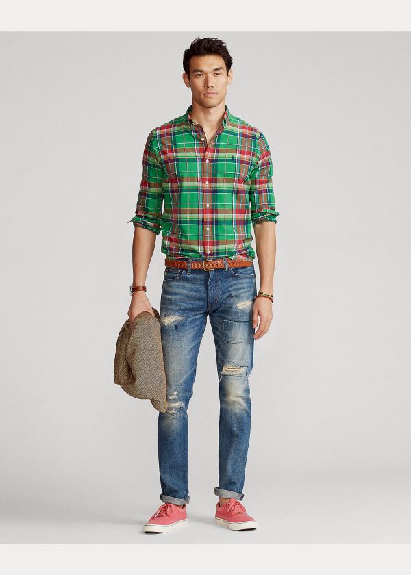 Ralph Lauren Classic Fit Madras Shirt Zelene Červené Viacfarebný | nlfckgzD