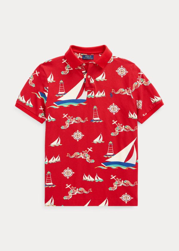 Ralph Lauren Classic Fit Nautical Mesh Polo Červené Viacfarebný | W0uJl9Ln