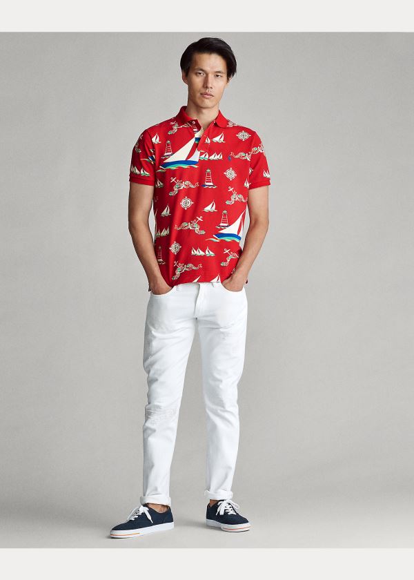 Ralph Lauren Classic Fit Nautical Mesh Polo Červené Viacfarebný | W0uJl9Ln