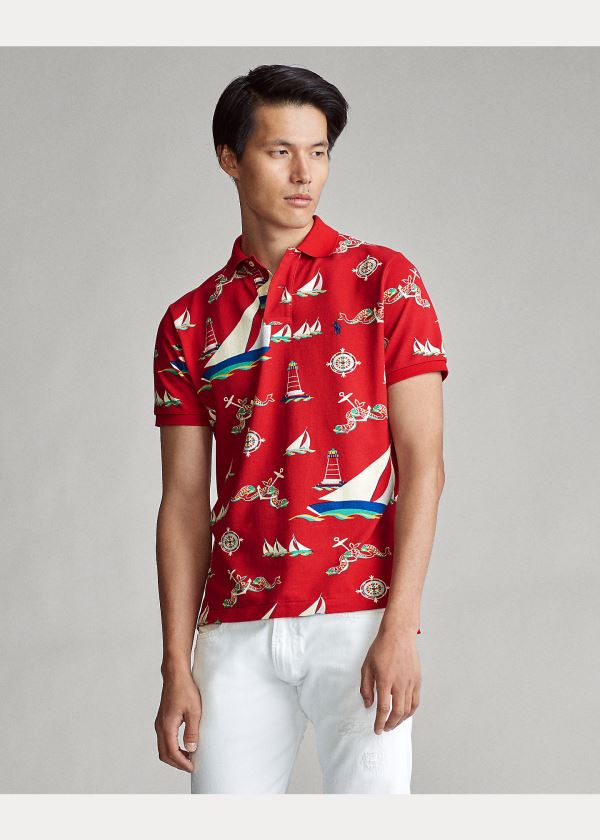 Ralph Lauren Classic Fit Nautical Mesh Polo Červené Viacfarebný | W0uJl9Ln
