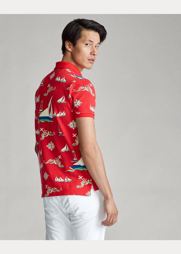 Ralph Lauren Classic Fit Nautical Mesh Polo Červené Viacfarebný | W0uJl9Ln