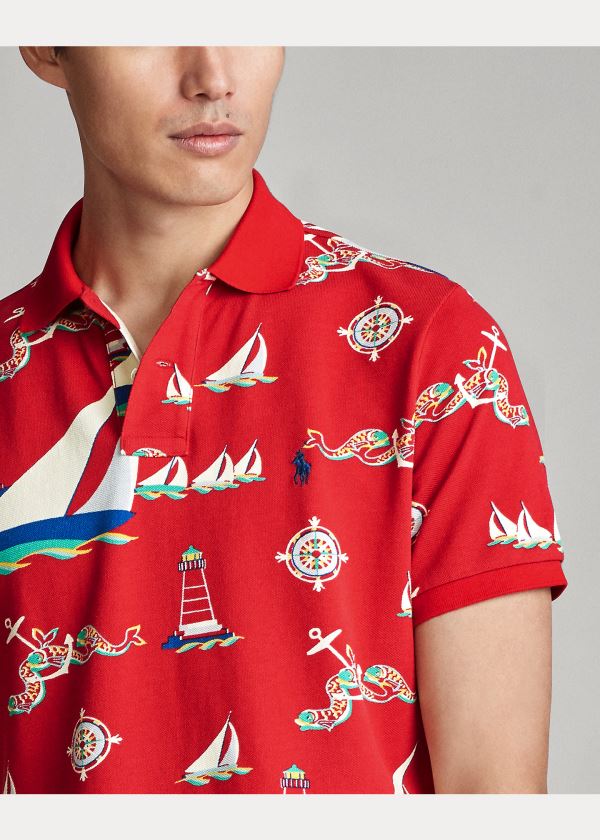 Ralph Lauren Classic Fit Nautical Mesh Polo Červené Viacfarebný | W0uJl9Ln