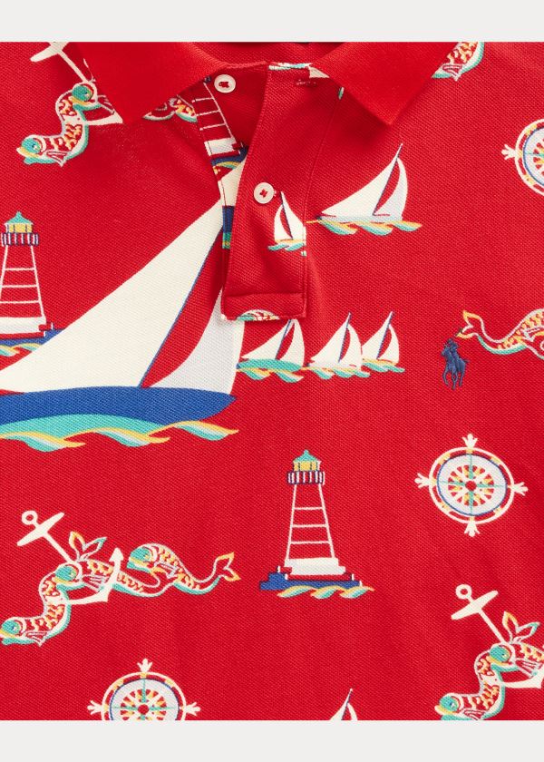 Ralph Lauren Classic Fit Nautical Mesh Polo Červené Viacfarebný | W0uJl9Ln
