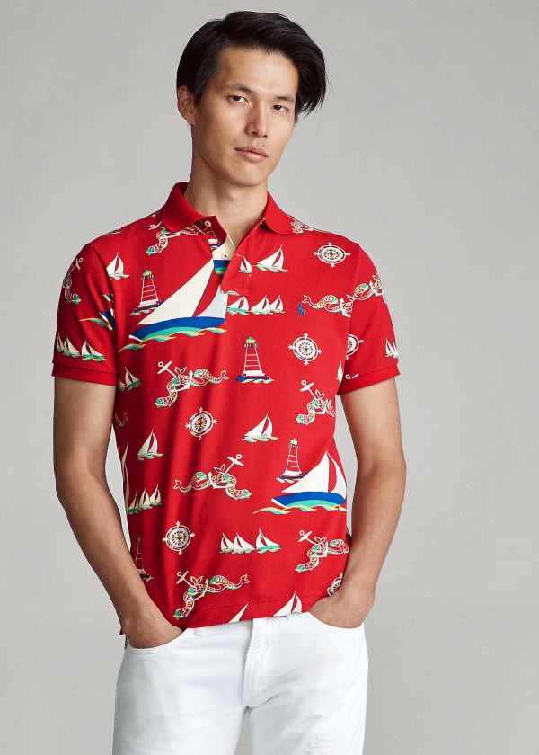 Ralph Lauren Classic Fit Nautical Mesh Polo Červené Viacfarebný | W0uJl9Ln