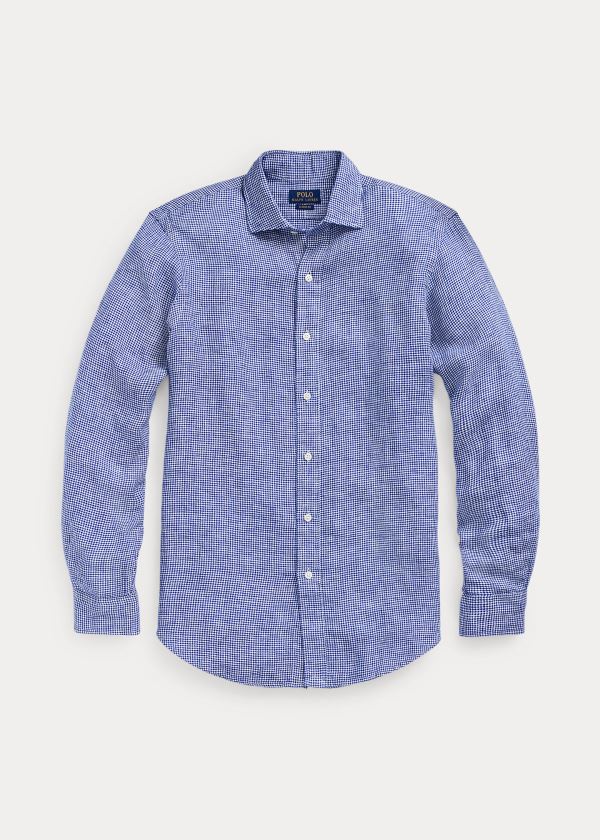 Ralph Lauren Classic Fit Plaid Linen Shirt Tmavě Blankyt Bílé Viacfarebný | GrrVtA8i