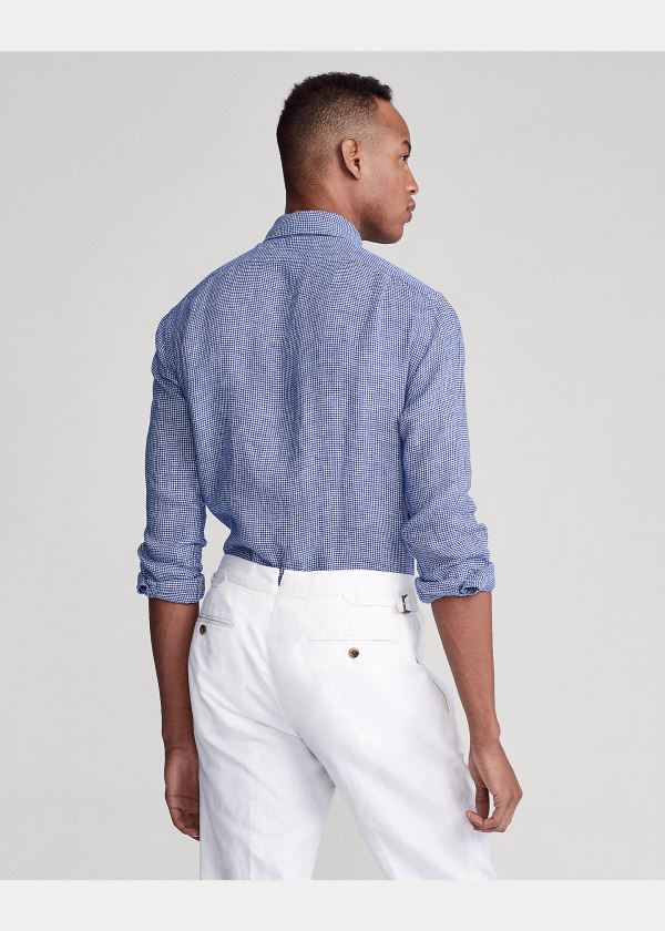 Ralph Lauren Classic Fit Plaid Linen Shirt Tmavě Blankyt Bílé Viacfarebný | GrrVtA8i