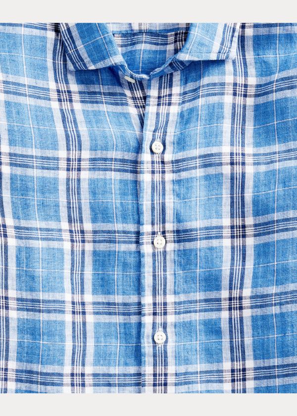 Ralph Lauren Classic Fit Plaid Linen Shirt Blankyt Bílé Viacfarebný | jXYCH19P