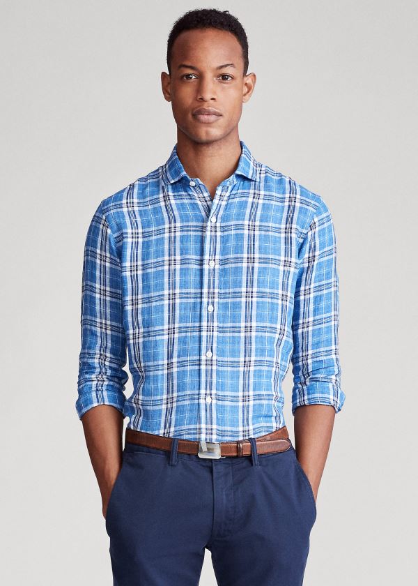 Ralph Lauren Classic Fit Plaid Linen Shirt Blankyt Bílé Viacfarebný | jXYCH19P