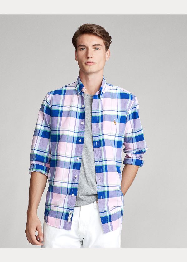 Ralph Lauren Classic Fit Plaid Oxford Shirt Růžové Blankyt Viacfarebný | FupicHTv