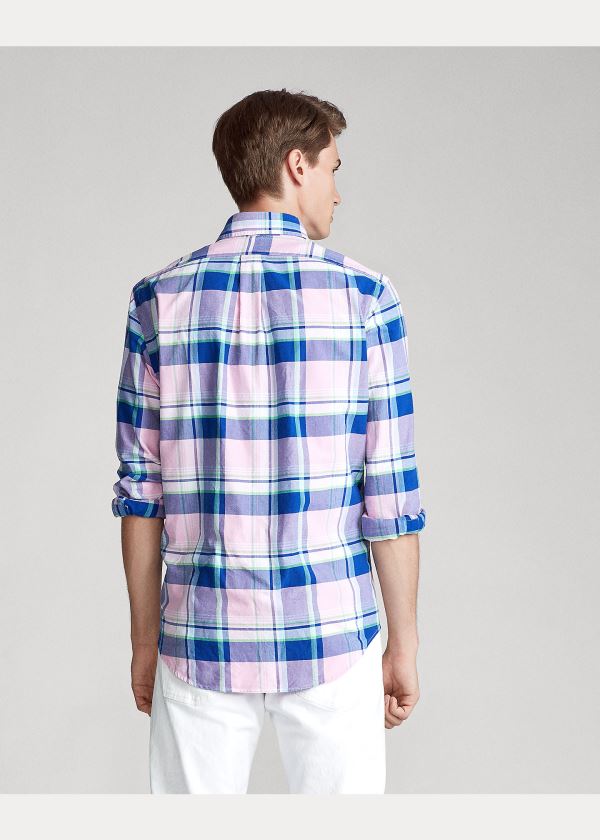 Ralph Lauren Classic Fit Plaid Oxford Shirt Růžové Blankyt Viacfarebný | FupicHTv