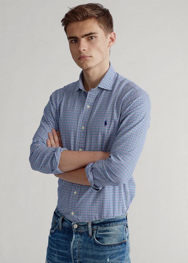 Ralph Lauren Classic Fit Plaid Twill Shirt Královská Modrá Blankyt Bílé | yCyvtGfs