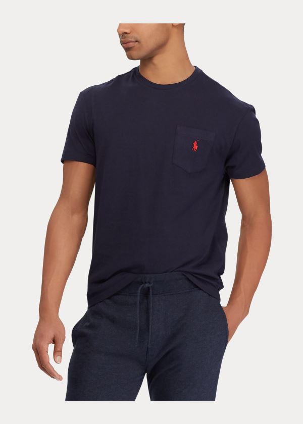 Ralph Lauren Classic Fit Pocket T-Shirt Tmavě Blankyt | It5dedwl