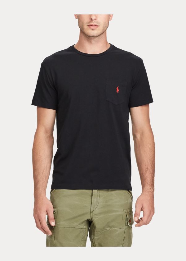 Ralph Lauren Classic Fit Pocket T-Shirt Černé | T2ydAUv1