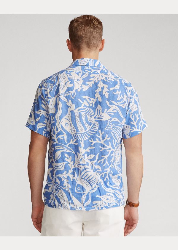 Ralph Lauren Classic Fit Print Linen Shirt Blankyt Bílé | bQTrD9hA