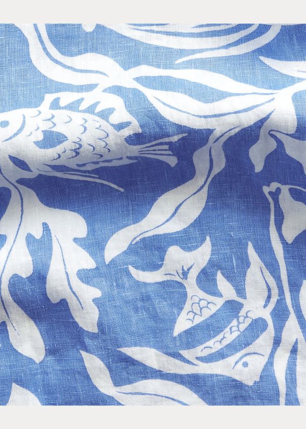 Ralph Lauren Classic Fit Print Linen Shirt Blankyt Bílé | bQTrD9hA