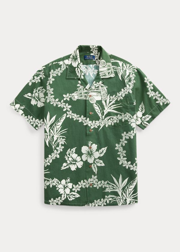 Ralph Lauren Classic Fit Print Poplin Shirt Zelene Bílé | SnCQlMaC
