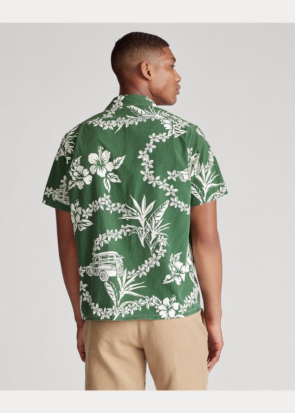 Ralph Lauren Classic Fit Print Poplin Shirt Zelene Bílé | SnCQlMaC