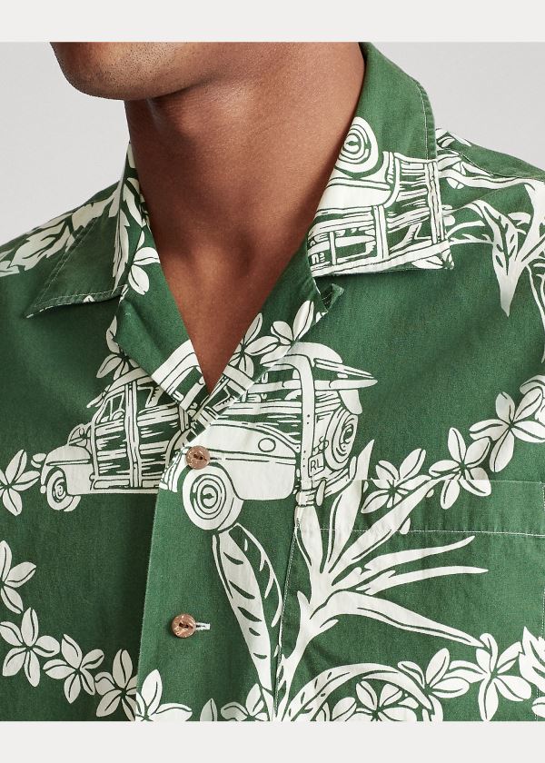 Ralph Lauren Classic Fit Print Poplin Shirt Zelene Bílé | SnCQlMaC