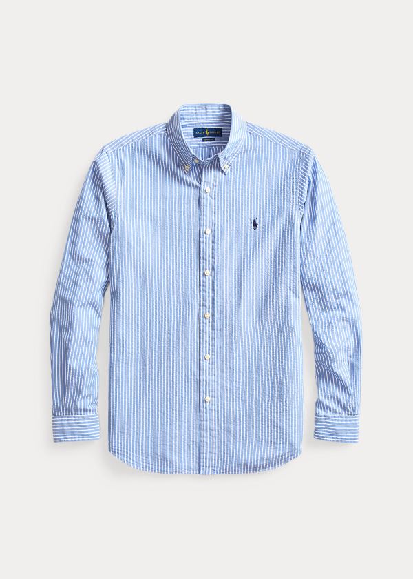 Ralph Lauren Classic Fit Seersucker Shirt Světle Blankyt Bílé | BfZurUqM