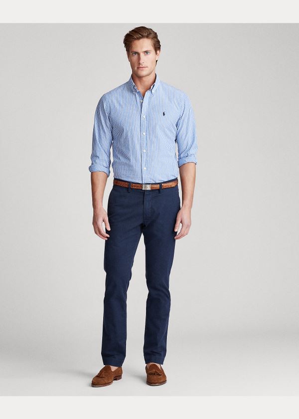 Ralph Lauren Classic Fit Seersucker Shirt Světle Blankyt Bílé | BfZurUqM