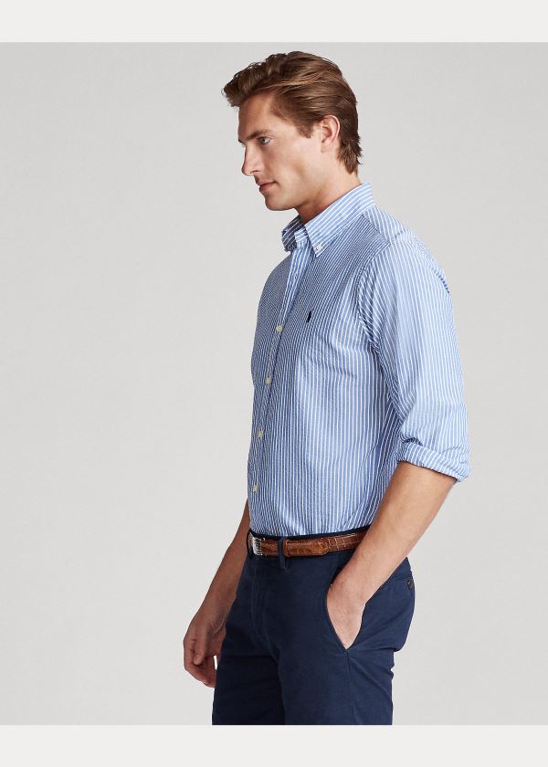 Ralph Lauren Classic Fit Seersucker Shirt Světle Blankyt Bílé | BfZurUqM