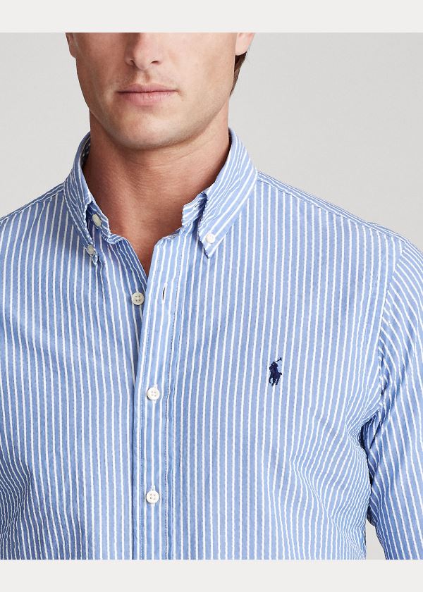 Ralph Lauren Classic Fit Seersucker Shirt Světle Blankyt Bílé | BfZurUqM