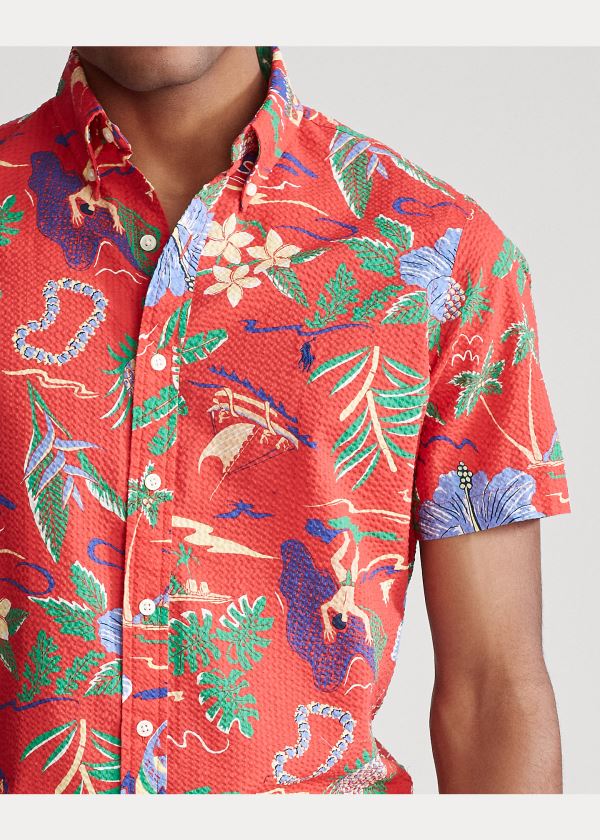 Ralph Lauren Classic Fit Seersucker Shirt Červené Viacfarebný | NYKv8aj4