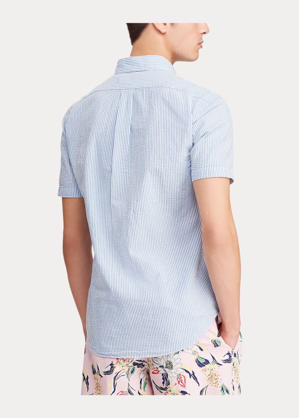 Ralph Lauren Classic Fit Seersucker Shirt Světle Blankyt Bílé | ndr6kYZg