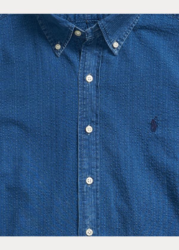 Ralph Lauren Classic Fit Seersucker Shirt Indigo | vvpM6neo