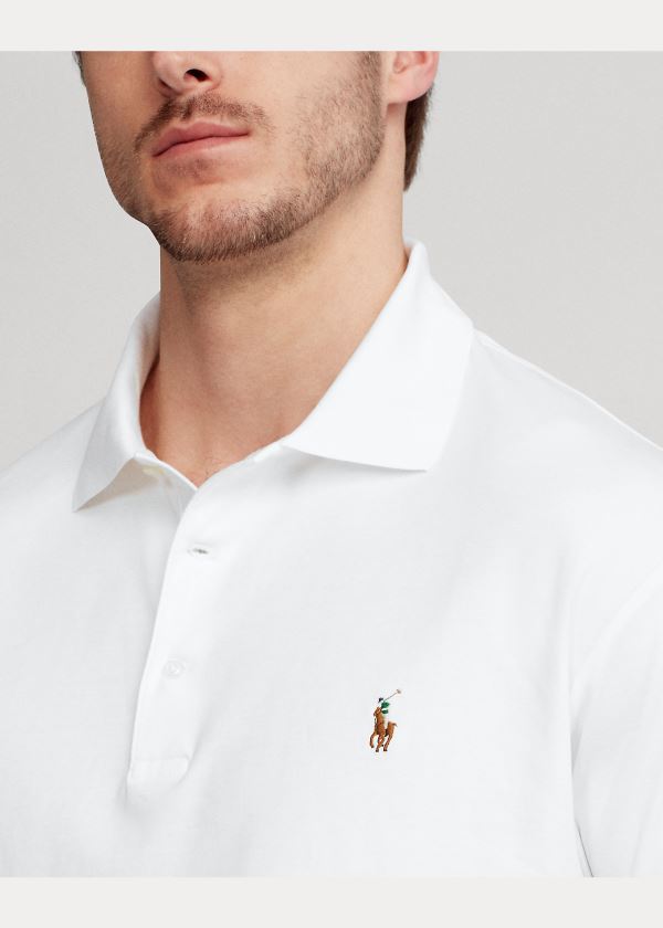 Ralph Lauren Classic Fit Soft Bavlněné Polo Bílé | 1QOi2mF3