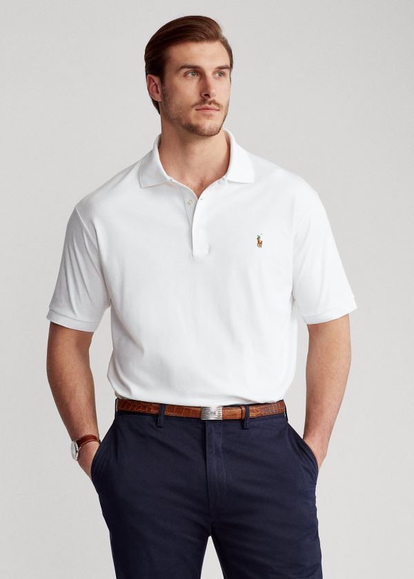 Ralph Lauren Classic Fit Soft Bavlněné Polo Bílé | 1QOi2mF3