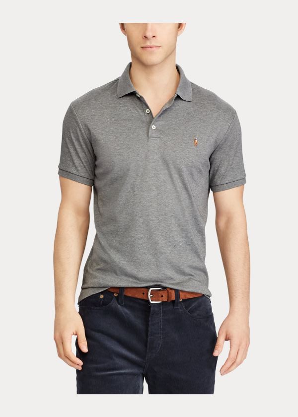 Ralph Lauren Classic Fit Soft Bavlněné Polo Šedé | 80e4YNIZ