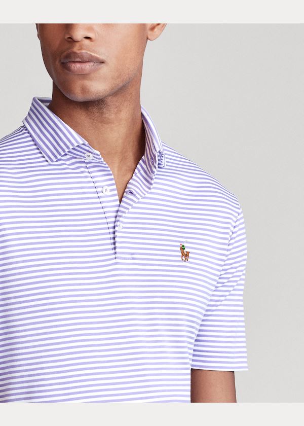 Ralph Lauren Classic Fit Soft Bavlněné Polo Fialové Bílé | 8scCcCRQ