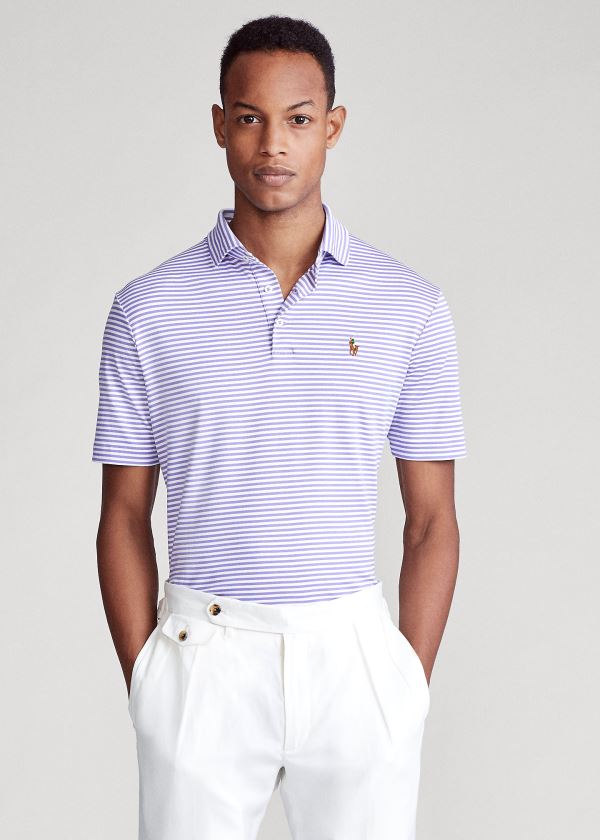 Ralph Lauren Classic Fit Soft Bavlněné Polo Fialové Bílé | 8scCcCRQ