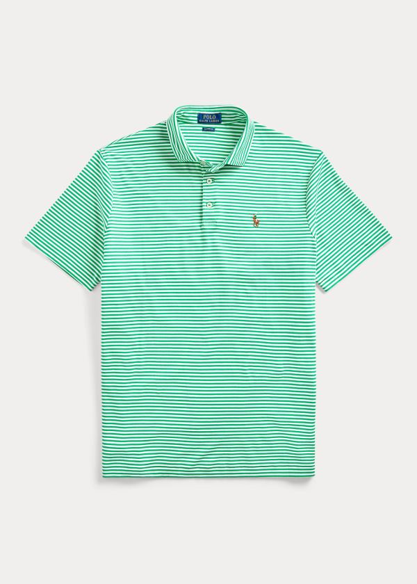 Ralph Lauren Classic Fit Soft Bavlněné Polo Zelene Bílé | BJXLemGa