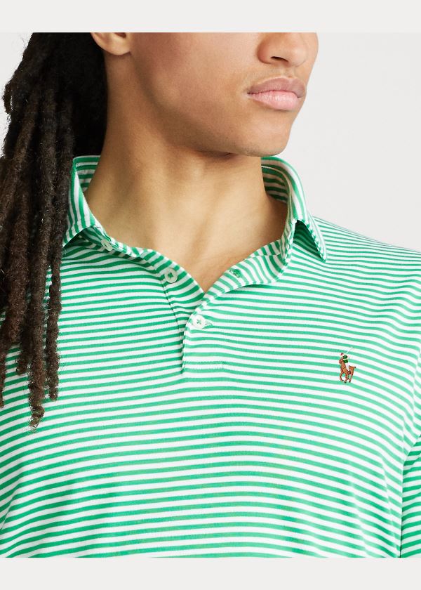 Ralph Lauren Classic Fit Soft Bavlněné Polo Zelene Bílé | BJXLemGa